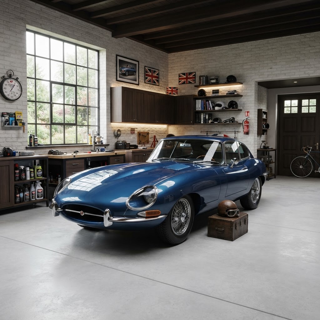 Klassieke oldtimer in een privégarage — droge stalling voor een klassiek voertuig